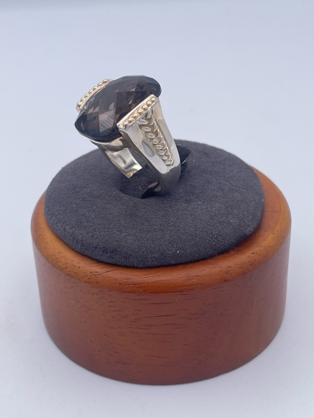 Lorenzo Jewelry Sterling Silver 925 Smoky Quartz Statement Cocktail Ring Size 8 - Picture 2 of 10